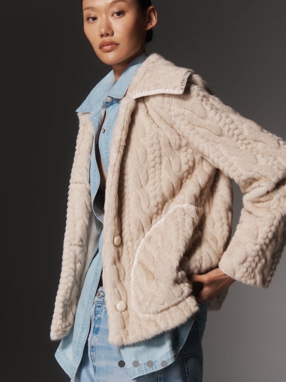 Avec Les Filles Faux Fur Jacket Sand Size L NWT Anthropologie